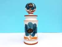 Pote de cerâmica com tampa / Alcobaça / pintado à mão / flores azuis