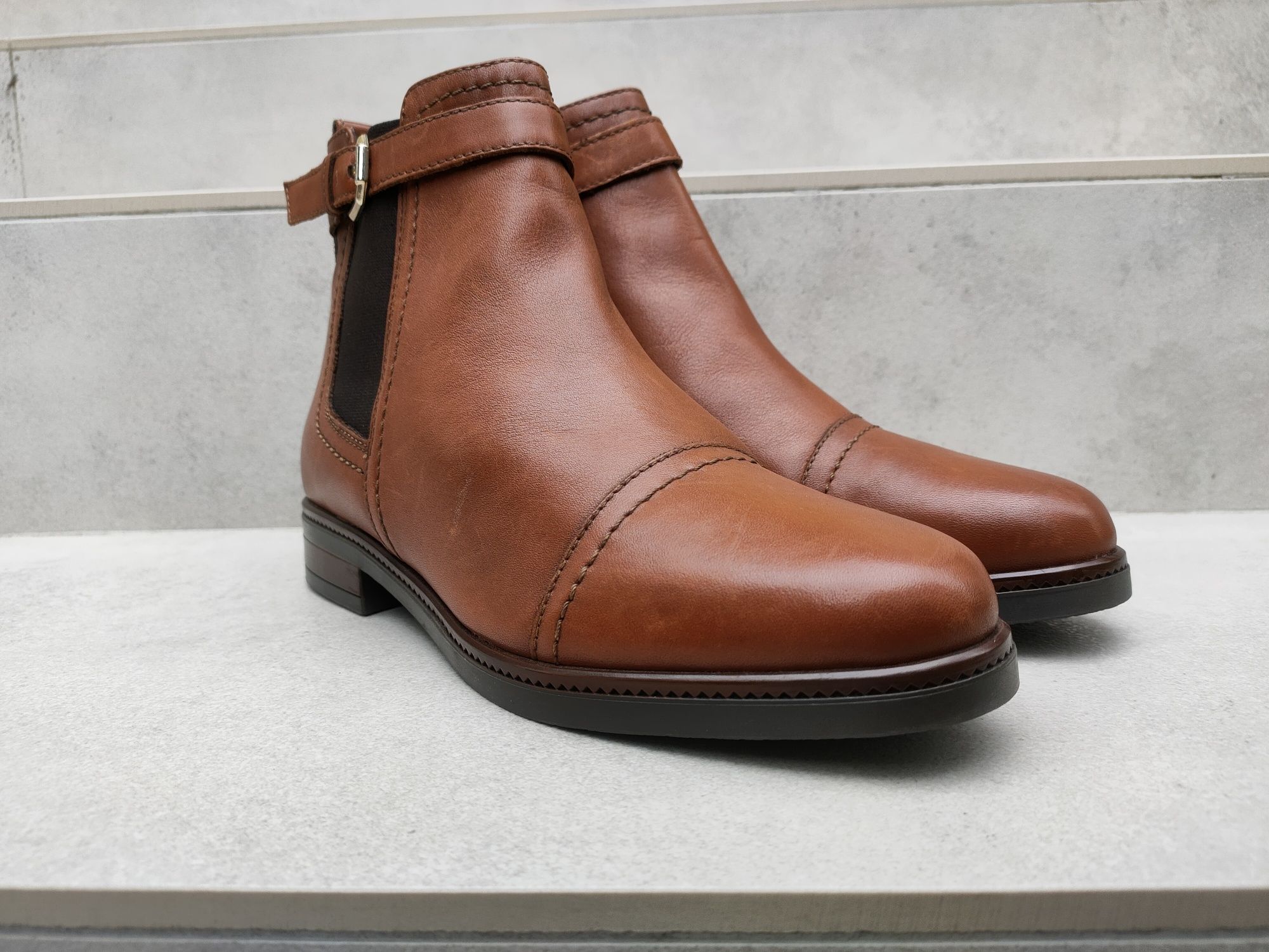 Buty Freeflex botki skórzane damskie brązowe na suwaki r. 38 24,5cm