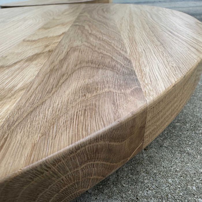 Stolik Kawowy Okrągły Ława 70 Stal Loft Drewno Naturalne Dąb