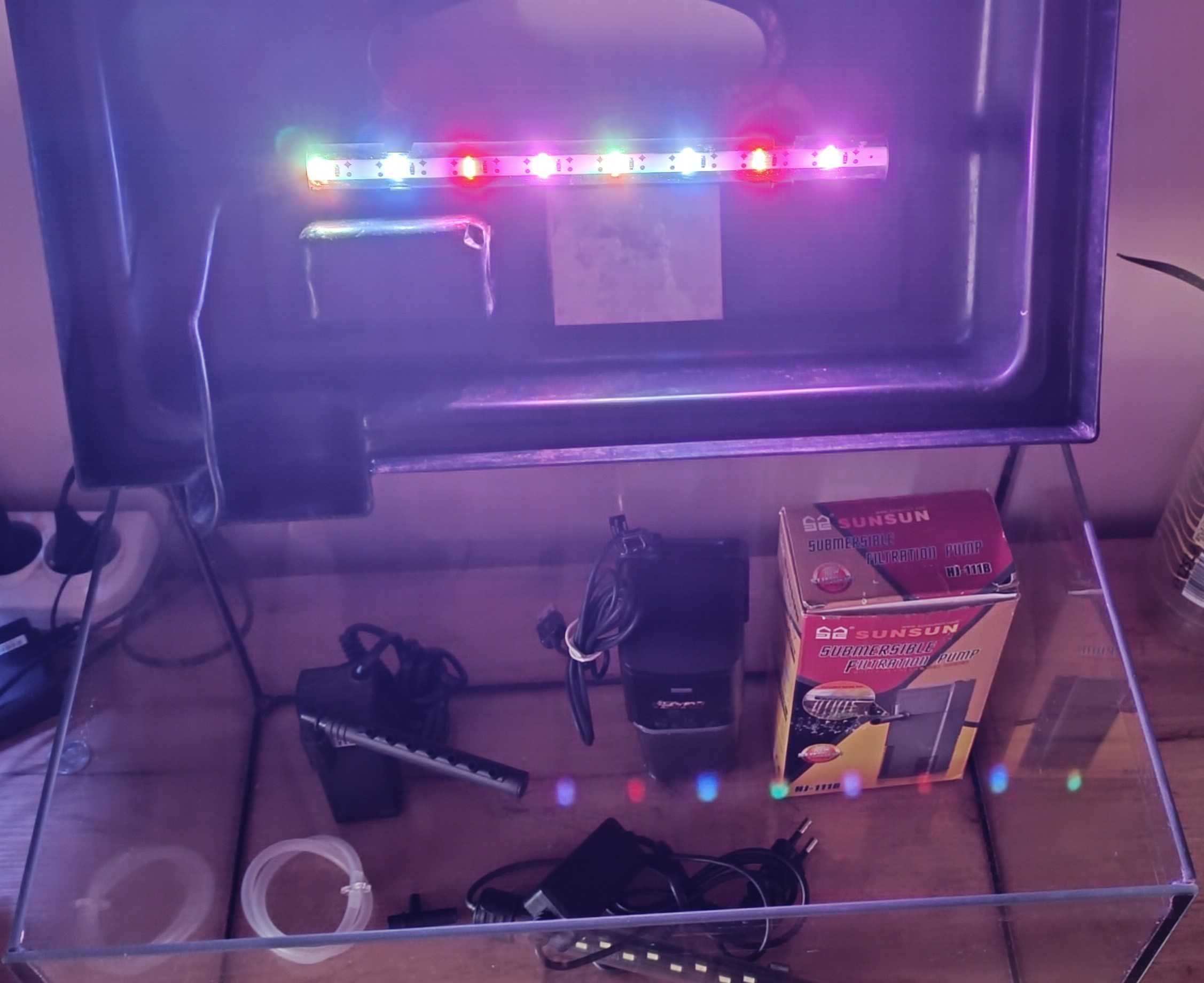 akwarium 28 l oswietlenie led filfr karmnik grzałka jak nowe