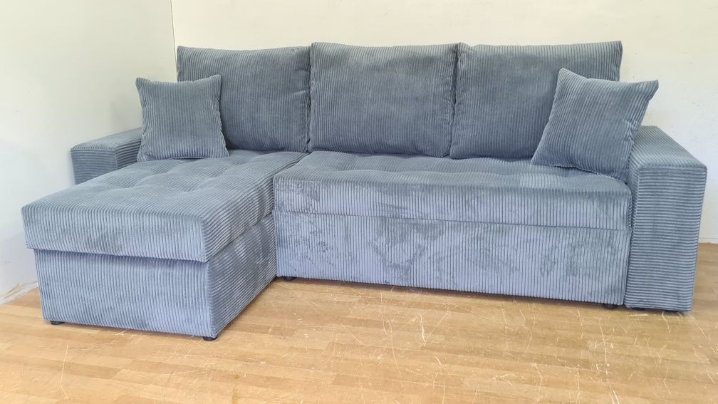 Nowy Narożnik sprężyny automat sztruks welur plusz kanapa sofa rogówka