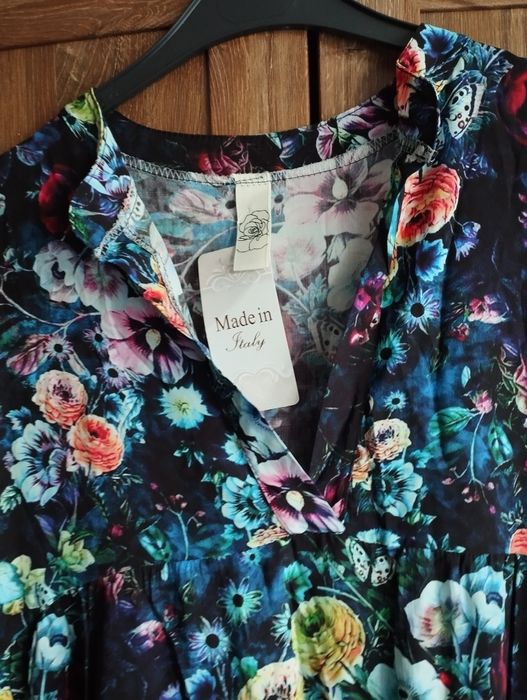 Sukienka elegancka w kwiaty 100% wiskoza