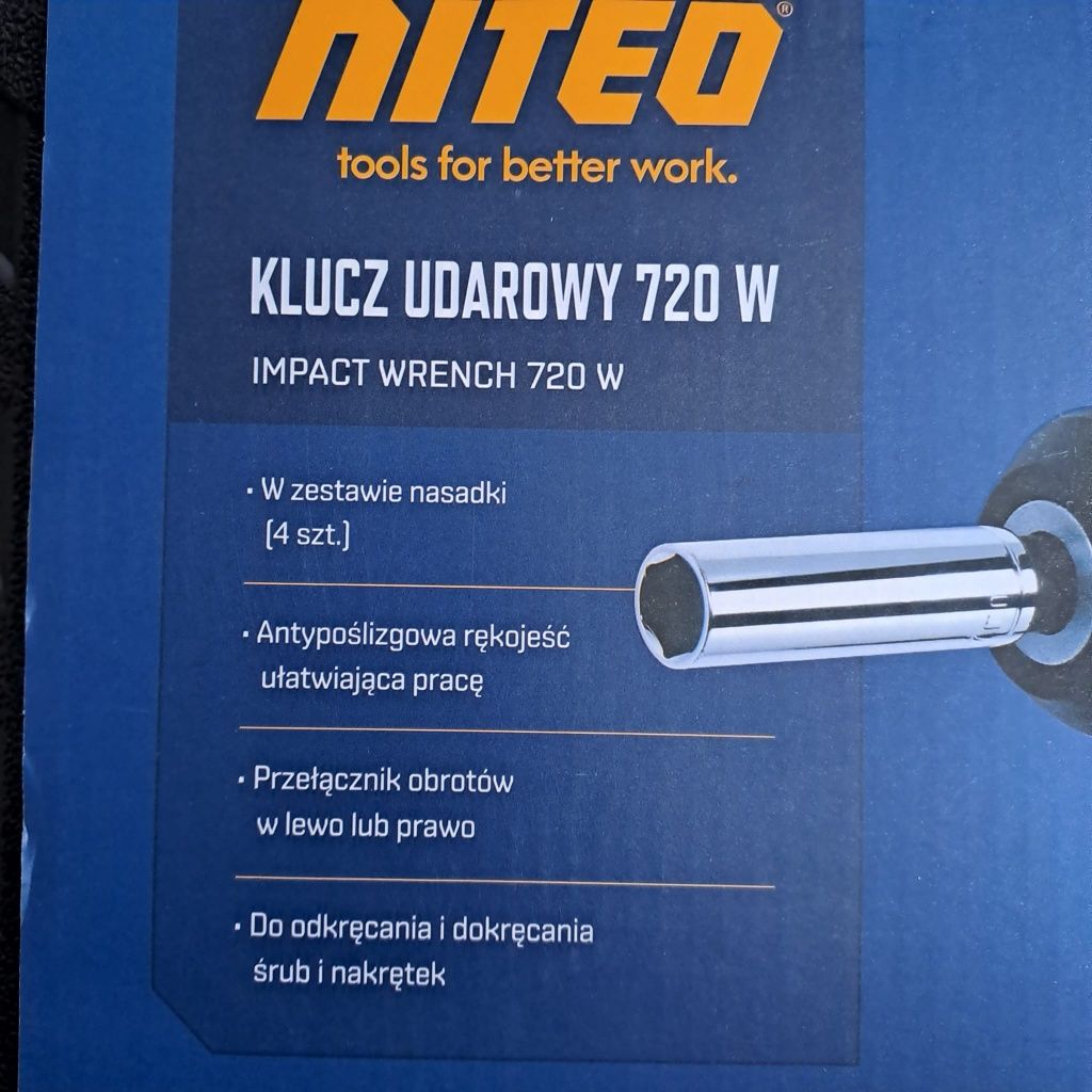 Nowy elektryczny klucz udarowy 720W z nasadkami