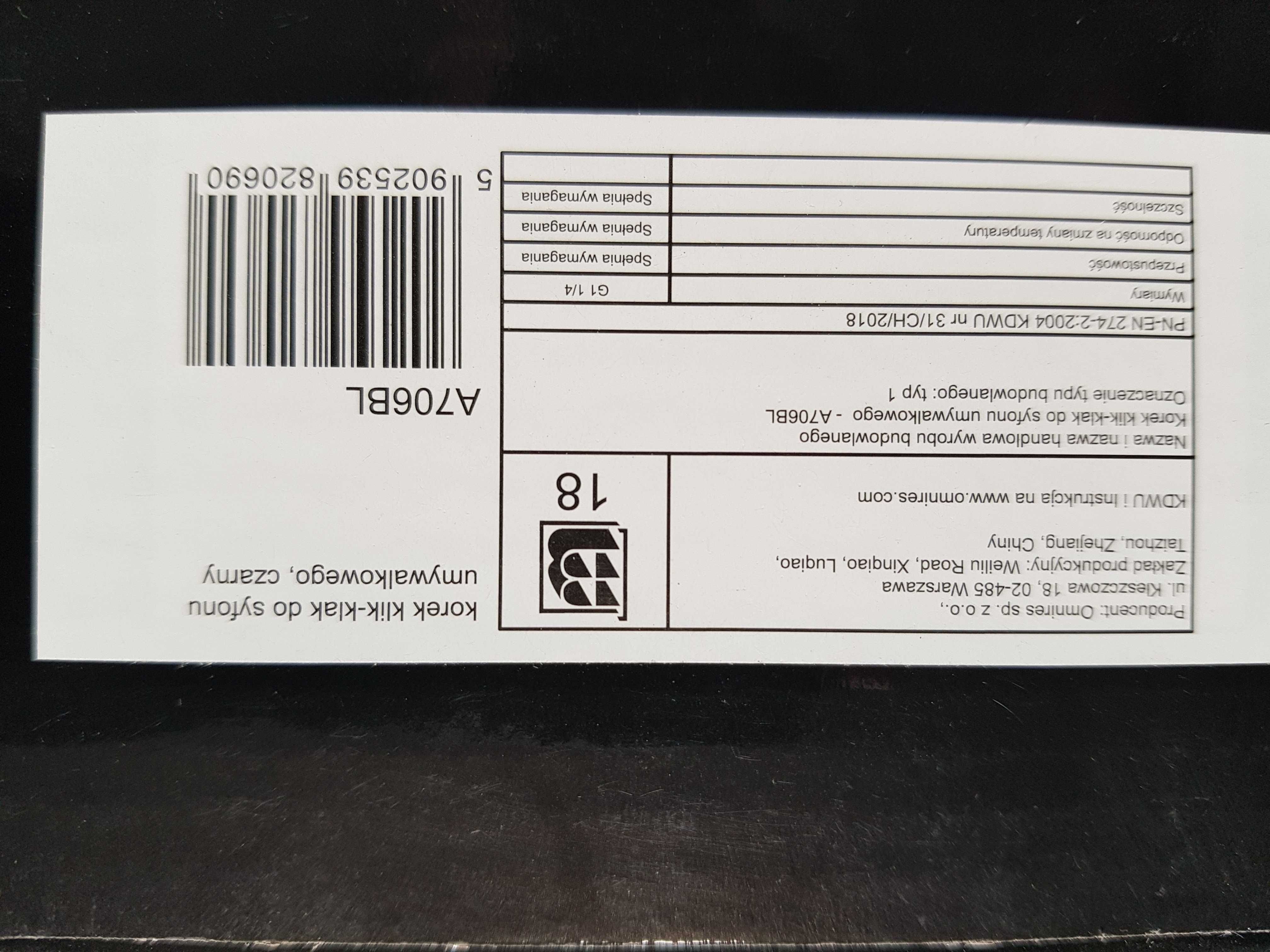 Bateria umywalkowa Omnires Parma 7410bl. Czarny mat.