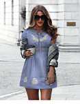 Sukienka Jeansowa Haft BabyDoll Mini Lato #162