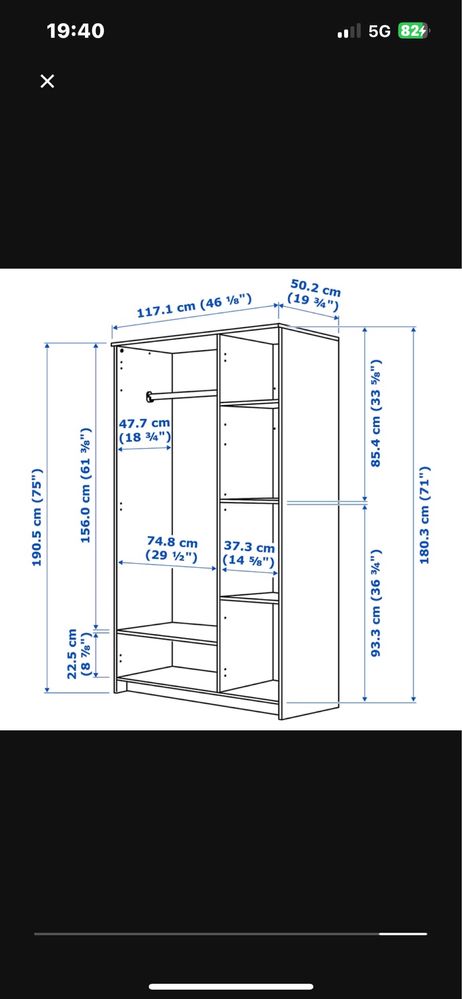 Szafa ikea brimnes 190x117x50.2