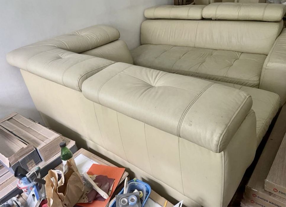 Sofa skórzana w kształcie litery L--Black Red White