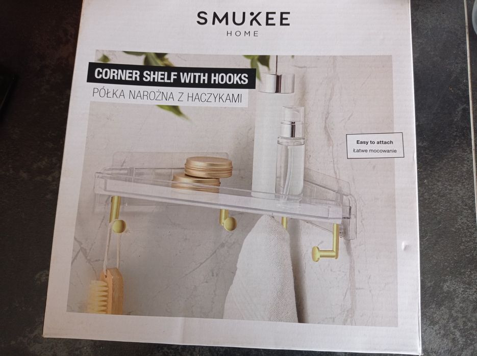 Półka narożna plastikowa Smukee nowa do łazienki