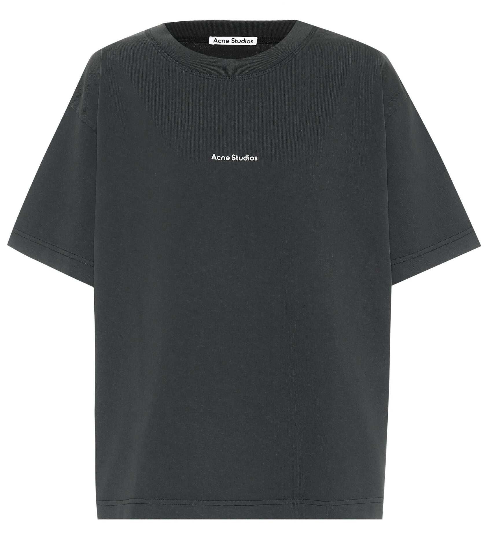 Футболка Acne Studios Logo cotton jersey T-shirt Slate Grey