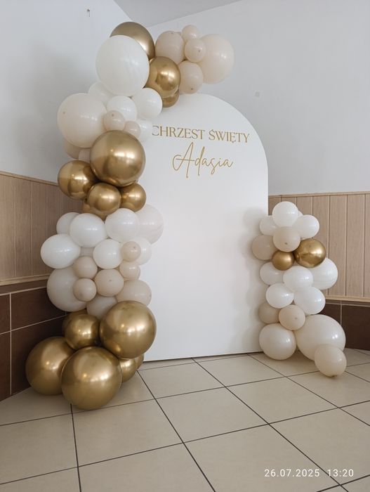 Ścianka balonowa tło do zdjęć 40 dekoracje 30 chrzciny urodziny 18