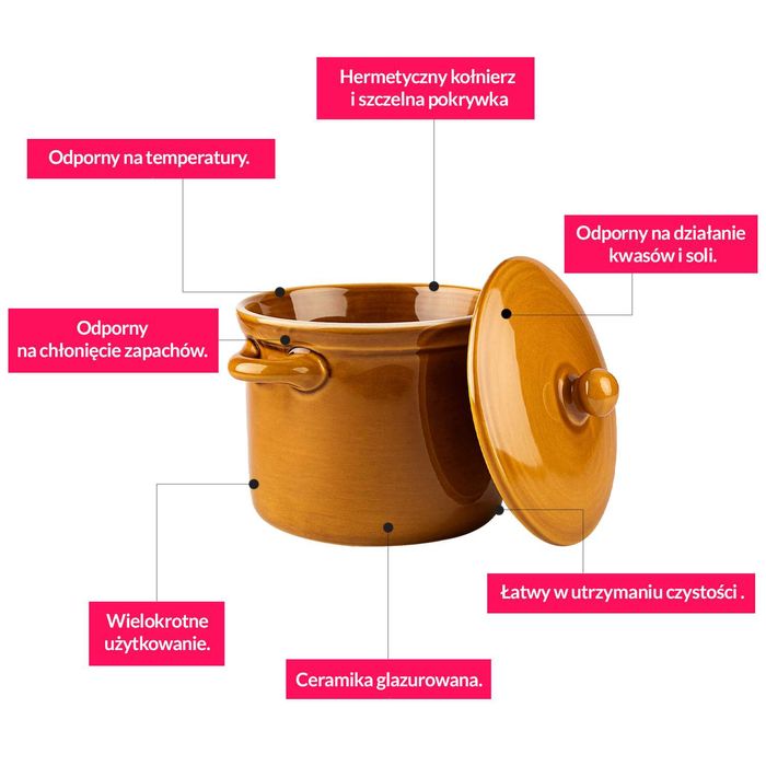 Pojemnik garnek ceramiczny kamionka 1 L na ogórki, kapustę, smalec