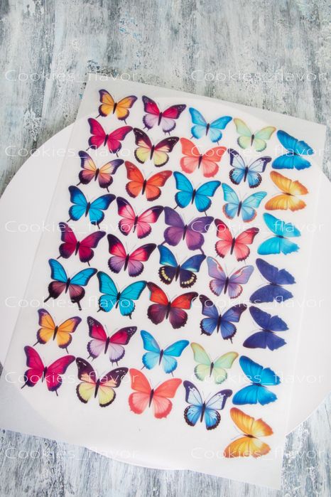 Харчовий друк, цукровий друк, вафельні картинки, метелики на торт