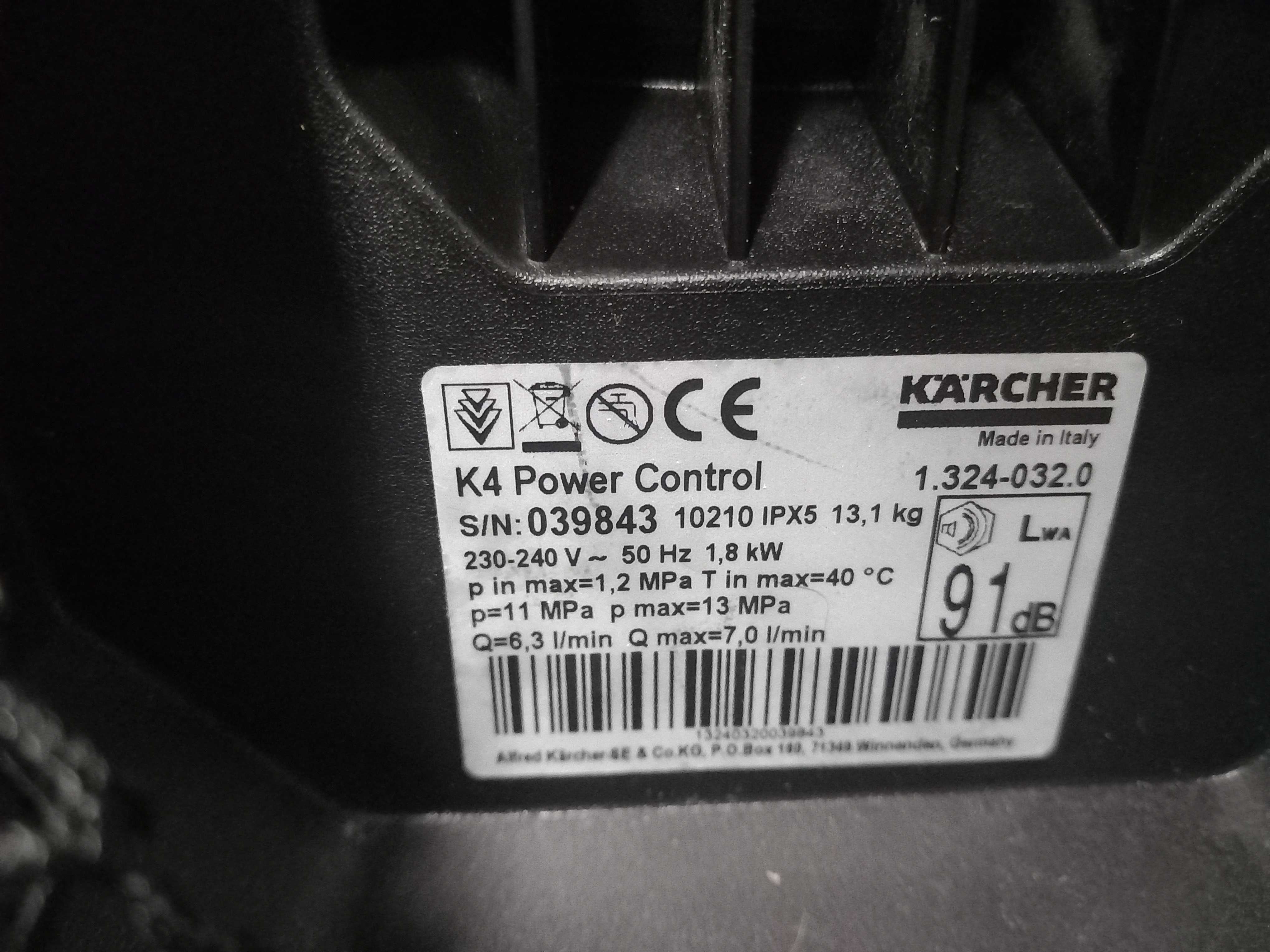 Myjka wysokociśnieniowa Karcher K4 Power control jak nowa !!