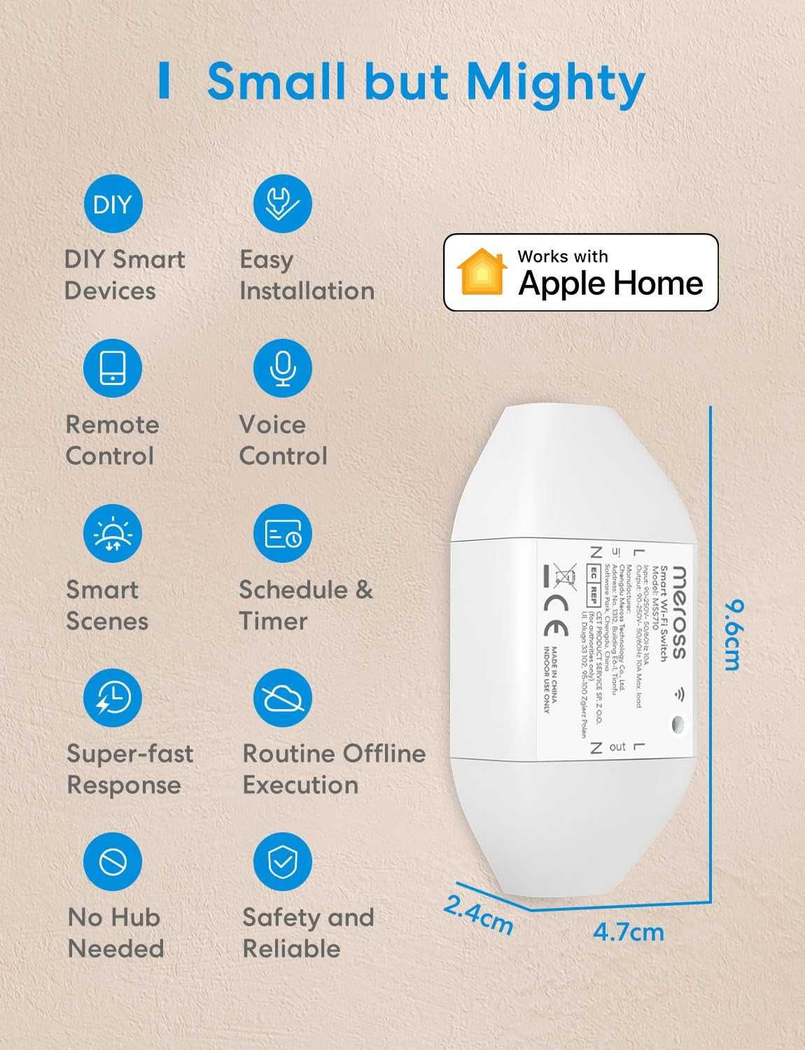 Meross Smart Wi-Fi Switch MSS710 розумний перемикач Apple HomeKit