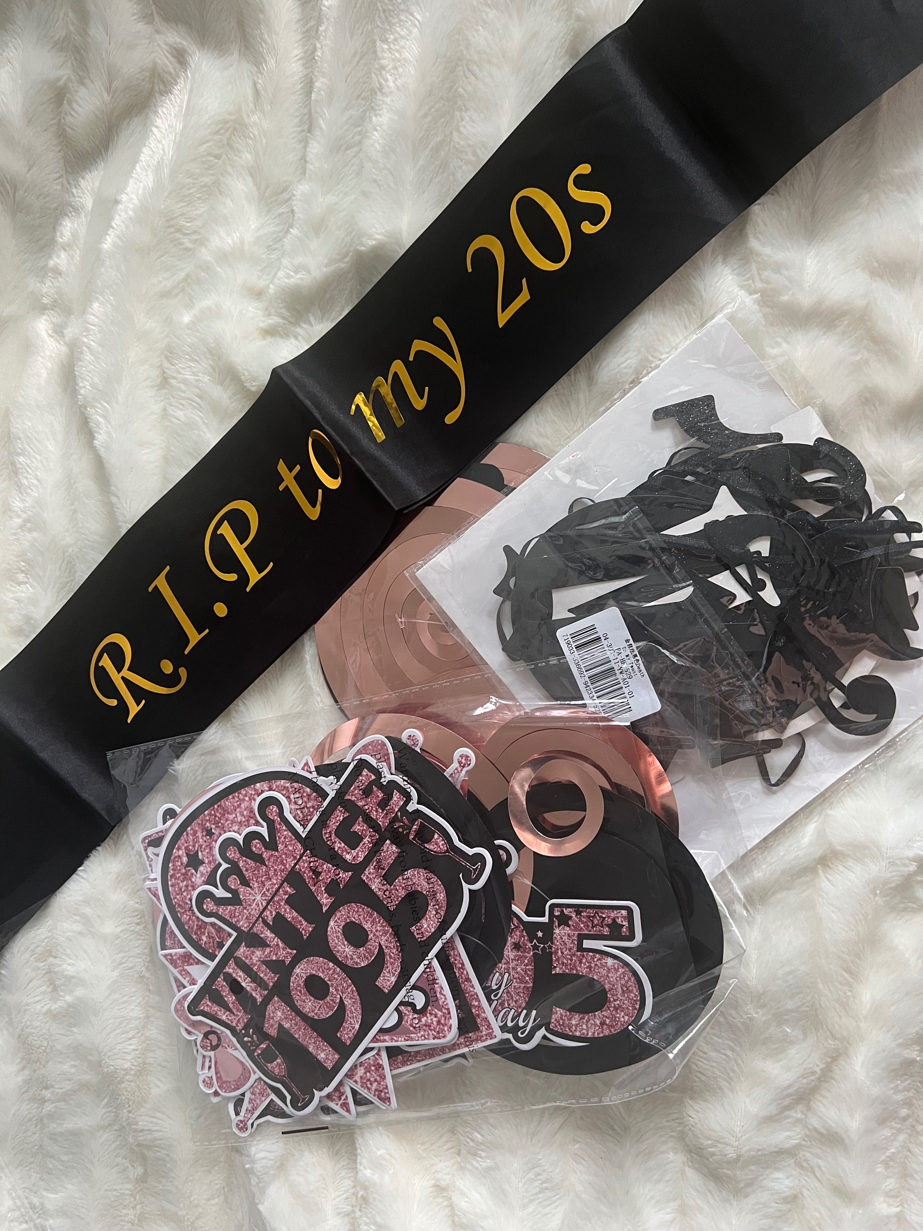 Ozdoby 30 urodziny rip twenties szarfa balony napis trzydziestka