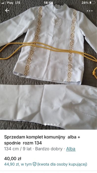Zestaw do komunii alba spodnie