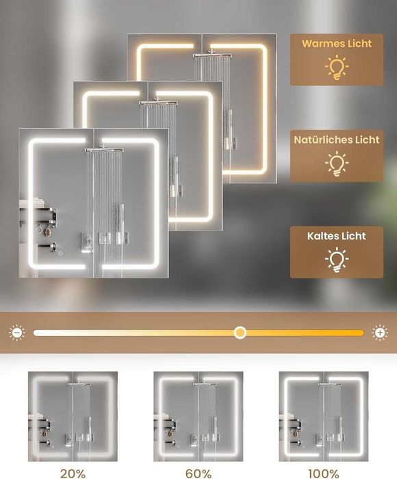 Nowa szafka z lustrem / łazienkowa / półeczka / LED / 65x65x17 / W101!