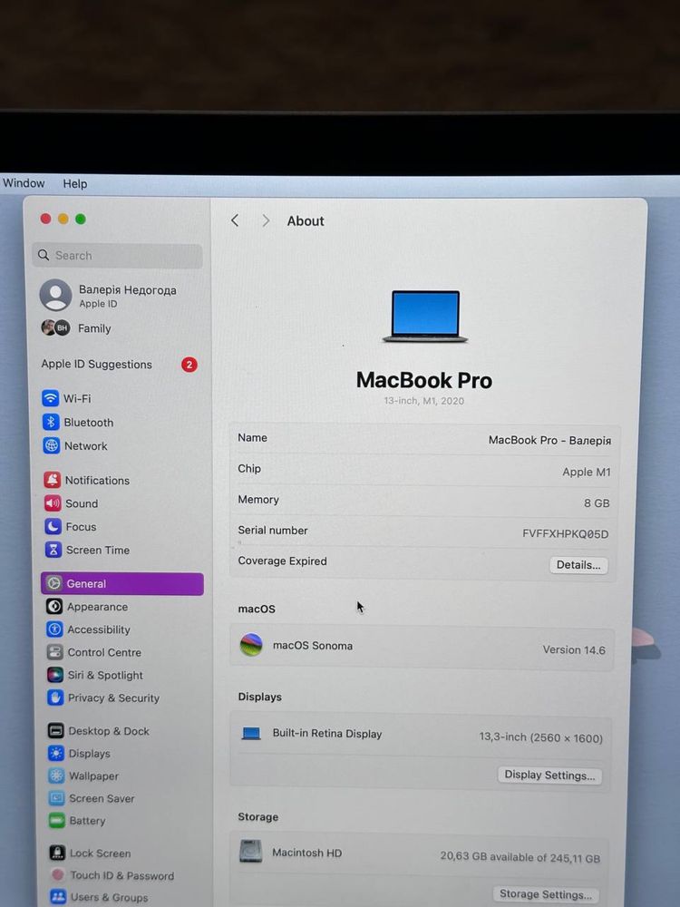 MacBook Pro 13” M1 8/256 2020