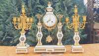 Zegar kominkowy brąz złocony antyk XIXwiek pałacowy empirowy prezent