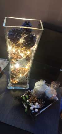 Dekoracja Wazon Boże Narodzenie flakon grube szkło 45 cm