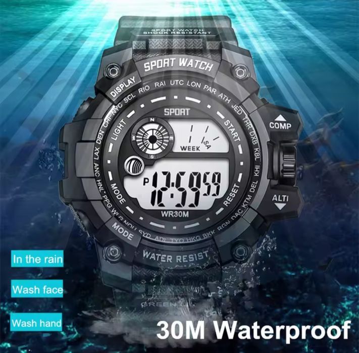Zegarek elektroniczny czarny sportowy