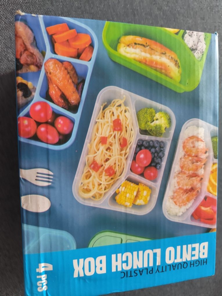 Lunch Box Wielokrotnego użytku 4-komorowe plastikowe pojemniki