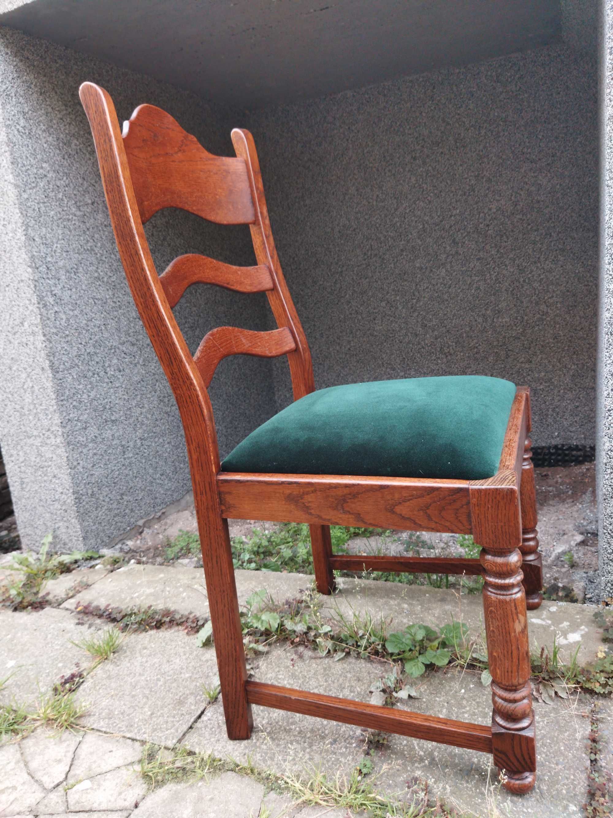 krzesło dębowe drewniane piękny zestaw