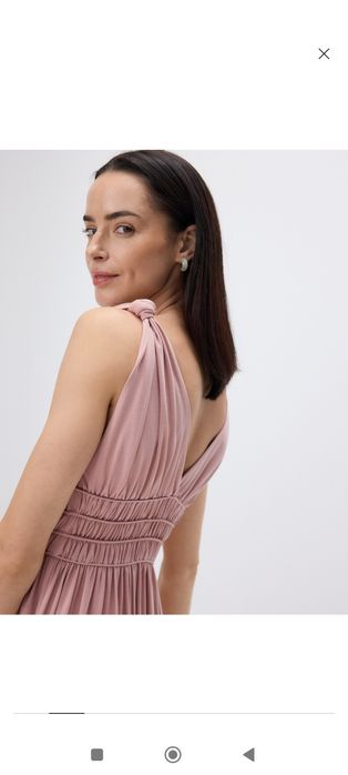 Sukienka maxi z marszczeniem nowa Reserved 36 s pudtowa