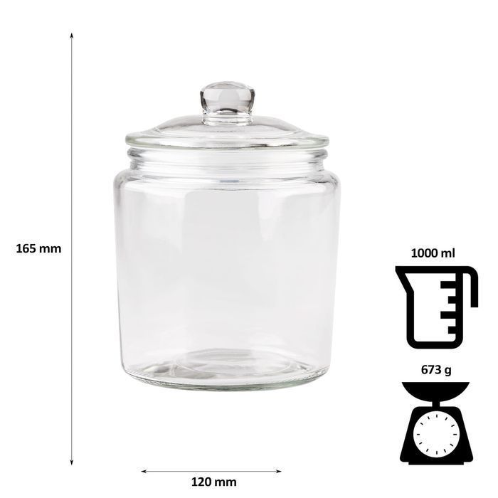 Zestaw 2 sztuk (1 l + 2 l) -  słoik szklany ciacho