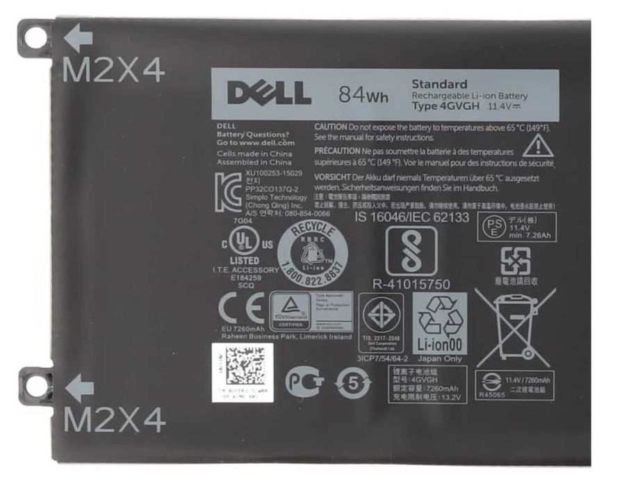 Dell Oryginalna bateria [XPS 15 84Wh 6 ogniw 4GVGH]