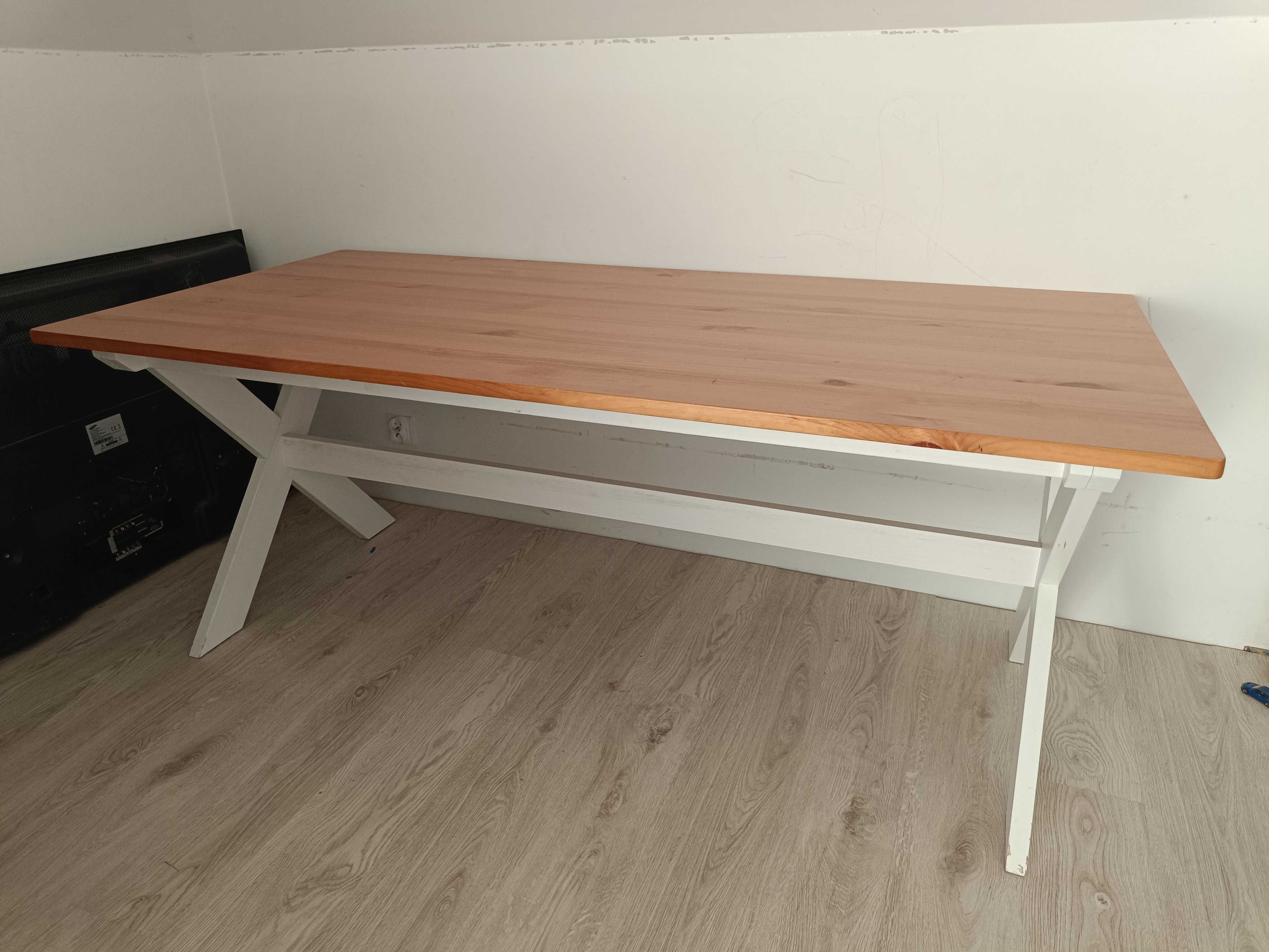Stół VISLINGE 90x190 cm + 2 dodatkowe blaty 90x45 cm naturalny biały