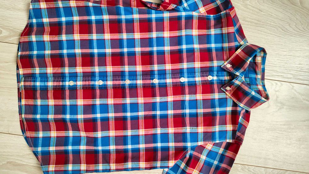 koszula z długim rękawem w kratę elegancka świąteczna 134/140