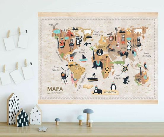 Mapa świata do pokoju dziecięcego btoys haba Zarbo janod djeco