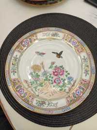 Piękne,stare chińskie Japonskie talerze ręcznie malowane z sygnaturami
