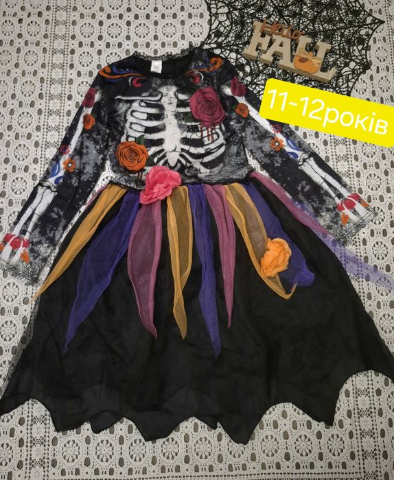 Костюм на хелловін для дівчинки скелет,відьма,вампір