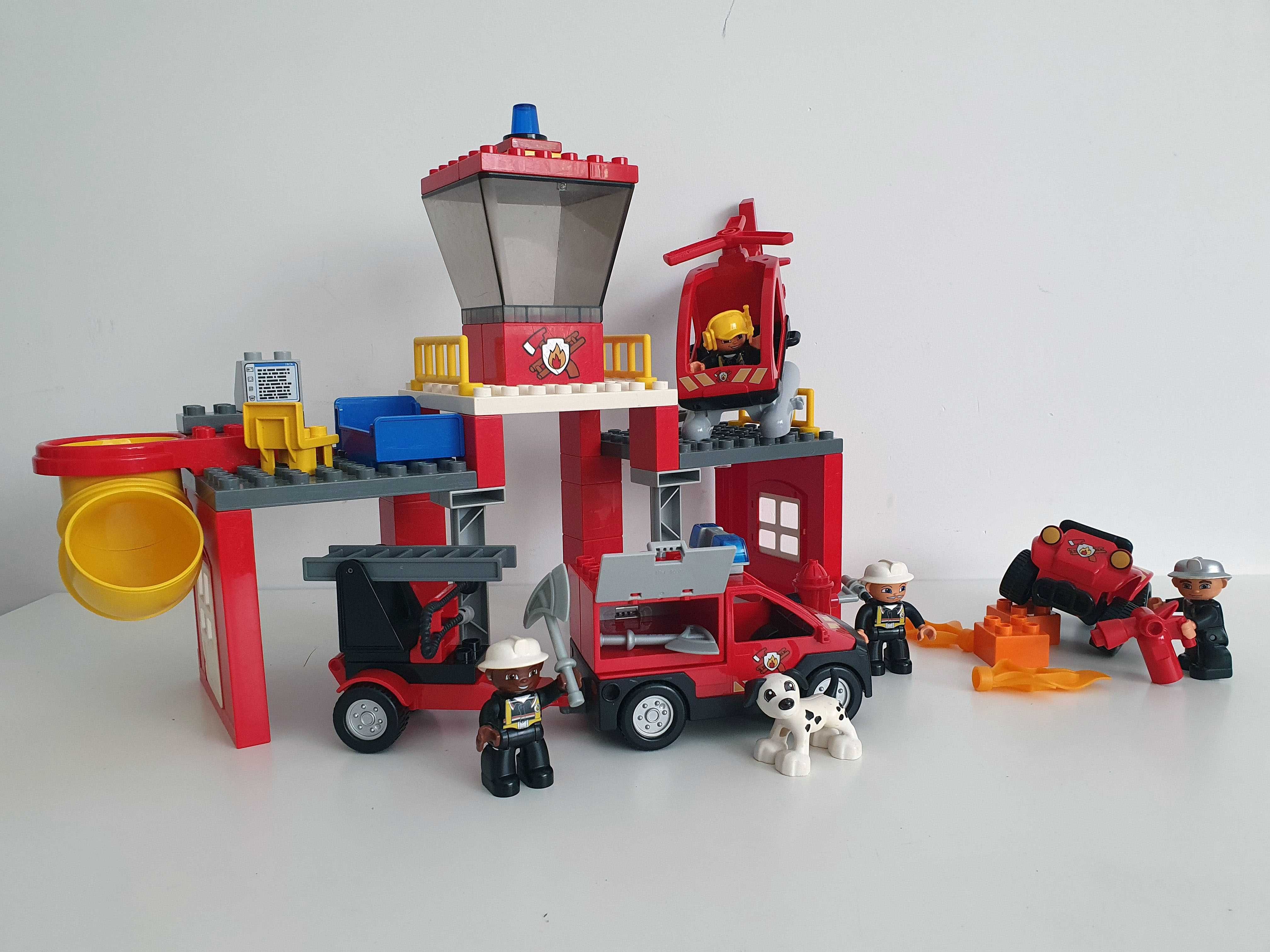 Lego DUPLO 5601 remiza strażacka + 5603 quad straż pożarna helikopter