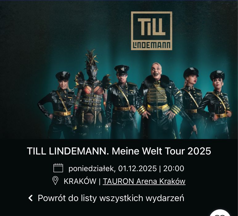 2 квитки на концерт Till Lindemann