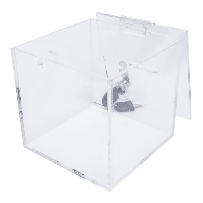 Skarbonka 15cm z PLEXI na prezent, urna, kubik, możliwy grawer PLEXA