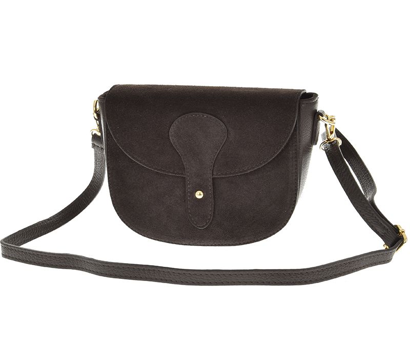 Listonoszka Laura Biaggi skórzana brąz czekolada zamsz