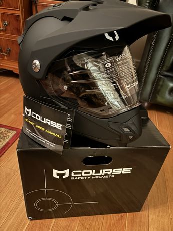 Nowy kask motocyklowy Course czarny mat, rozmiar L (59 cm)