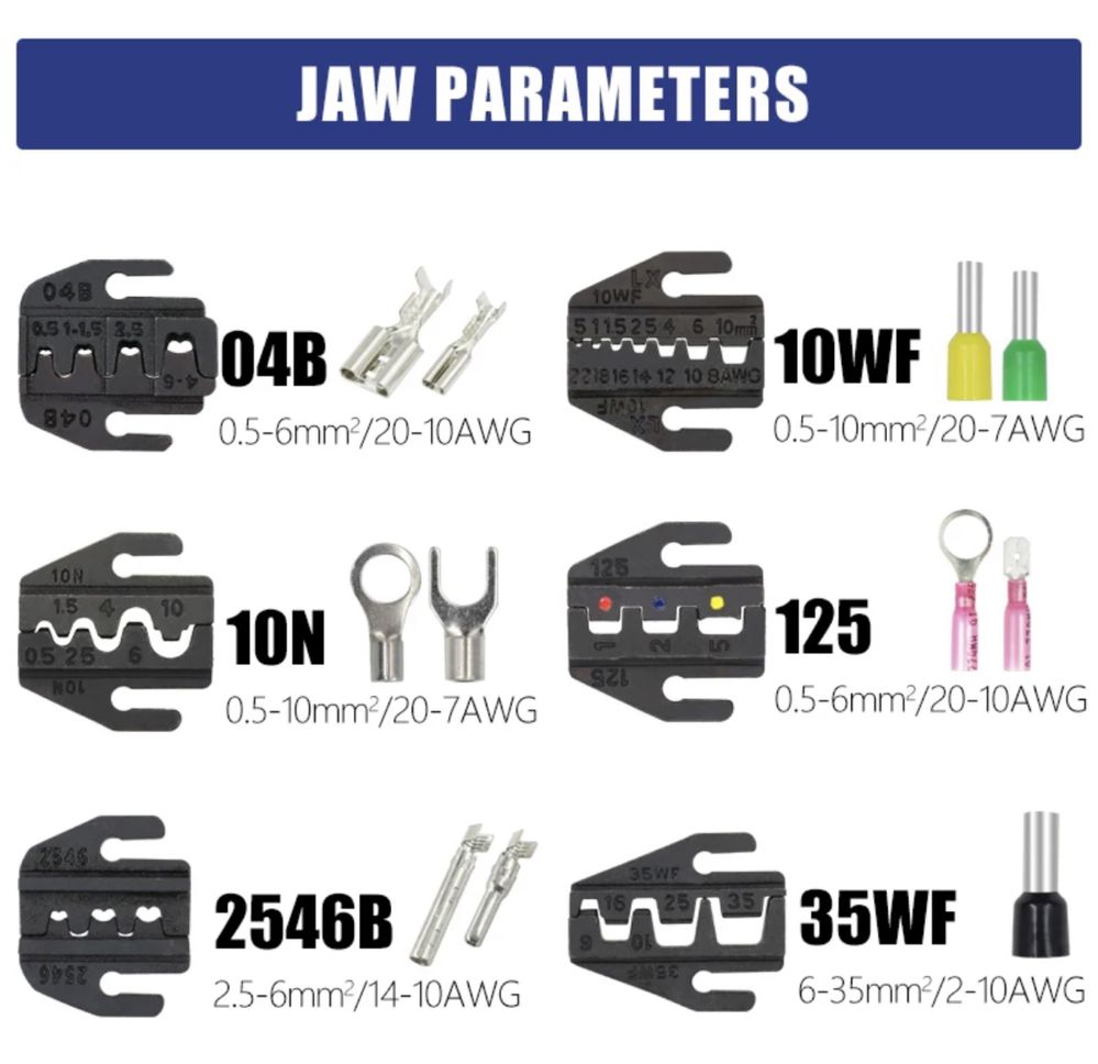 Клещи обжимные 7 матриц набор кримпер Yefym крупные матрицы