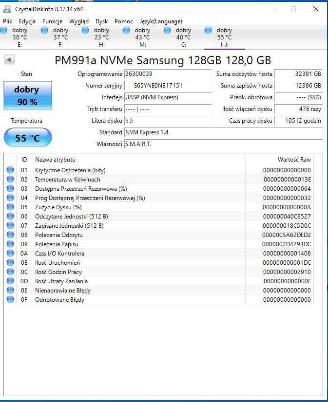 Dysk SSD M2 Samsung PM-991a NVMe MZ-9LQ128C 128GB 2230 (S-C-12)