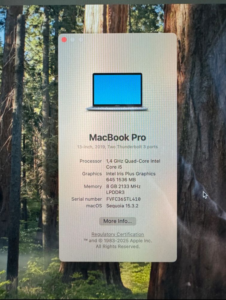 Macbook Pro 2019 / 8GB RAM / 256GB MEMORY / TOUCH BAR