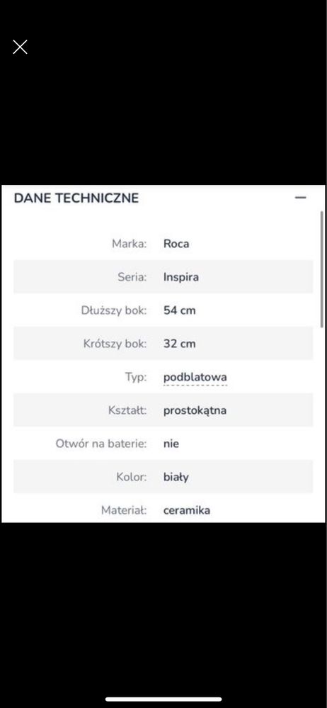 Umywalka podblatowa nowa ROCA