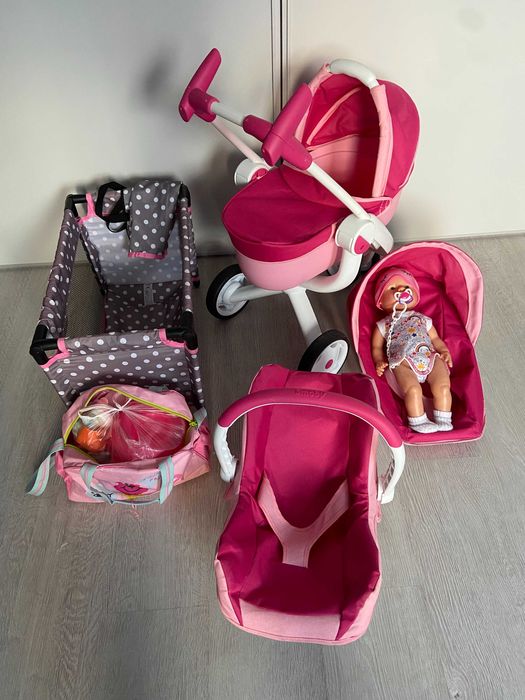 Smoby Wózek Maxi Cosi Quinny 5w1+Baby Born + torba+łóżeczko+akcesoria