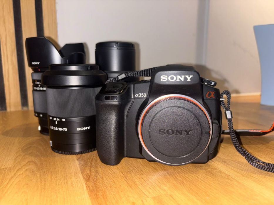 Aparat Sony DSLR A350 + 3 obiektywy + dodatki