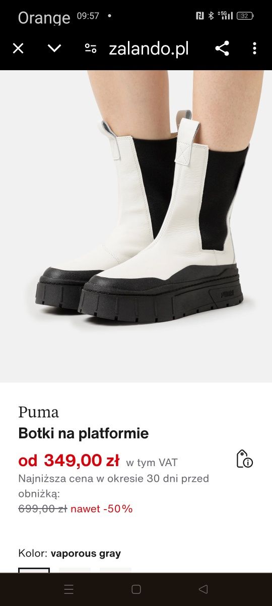 Botki Puma ze skóry na platformie
