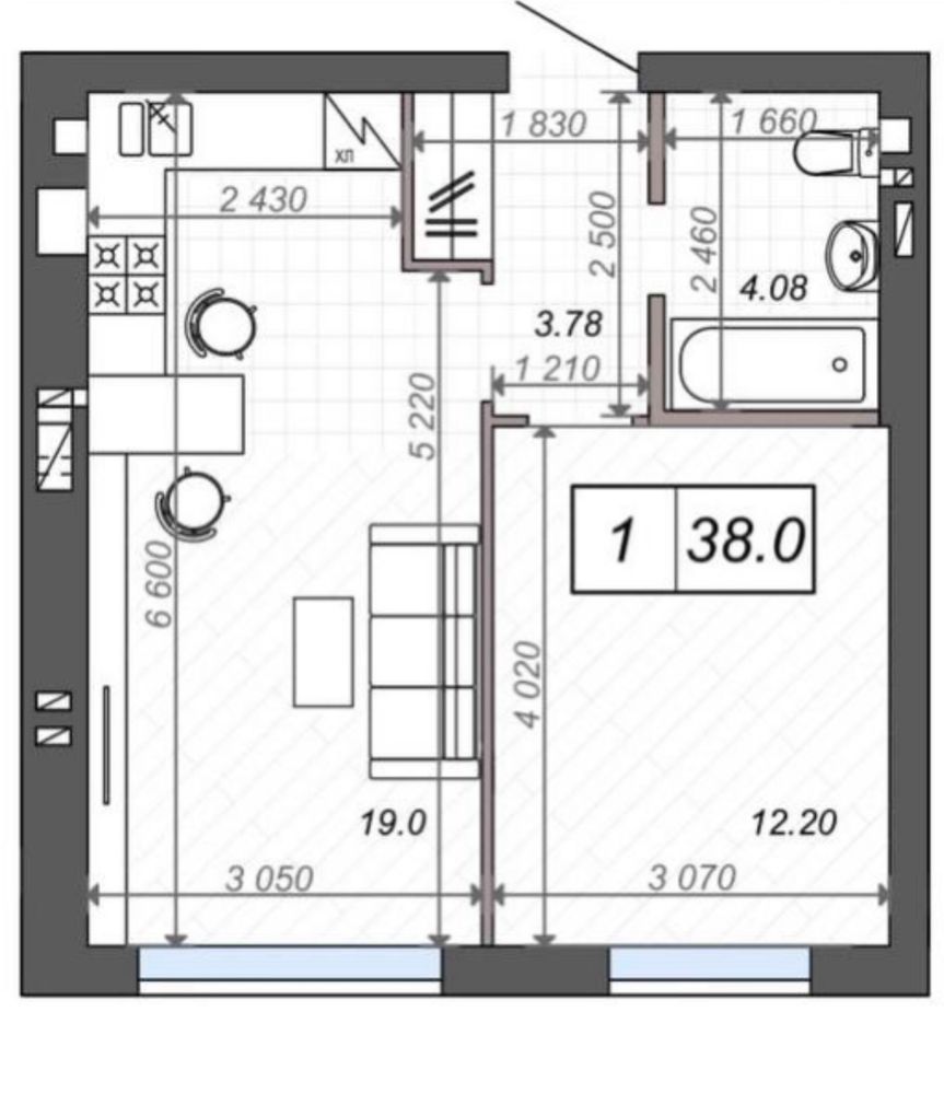 Парк Незнайка кварта з кухнею 19 м2