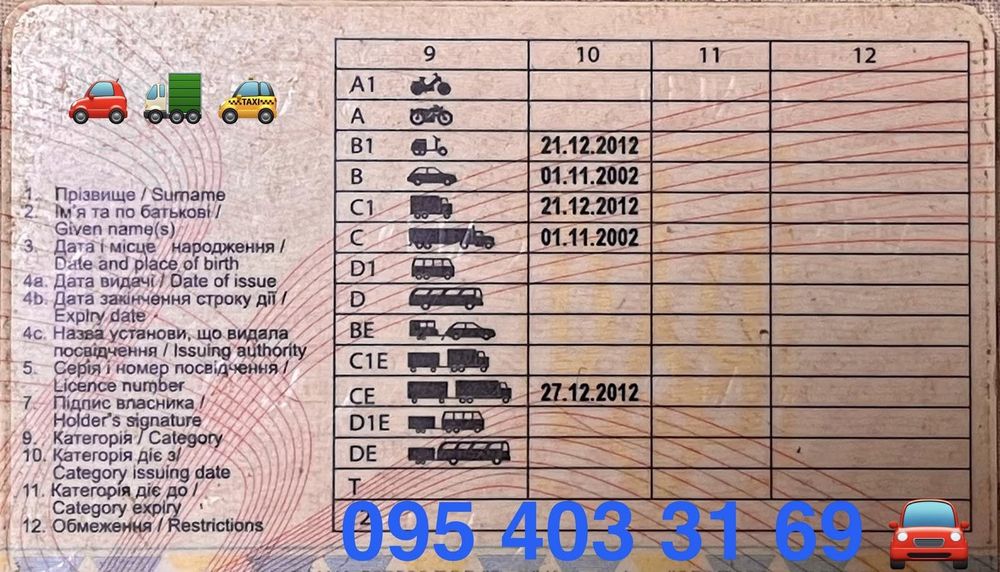 Перегон авто, услуги водителя ВС категории