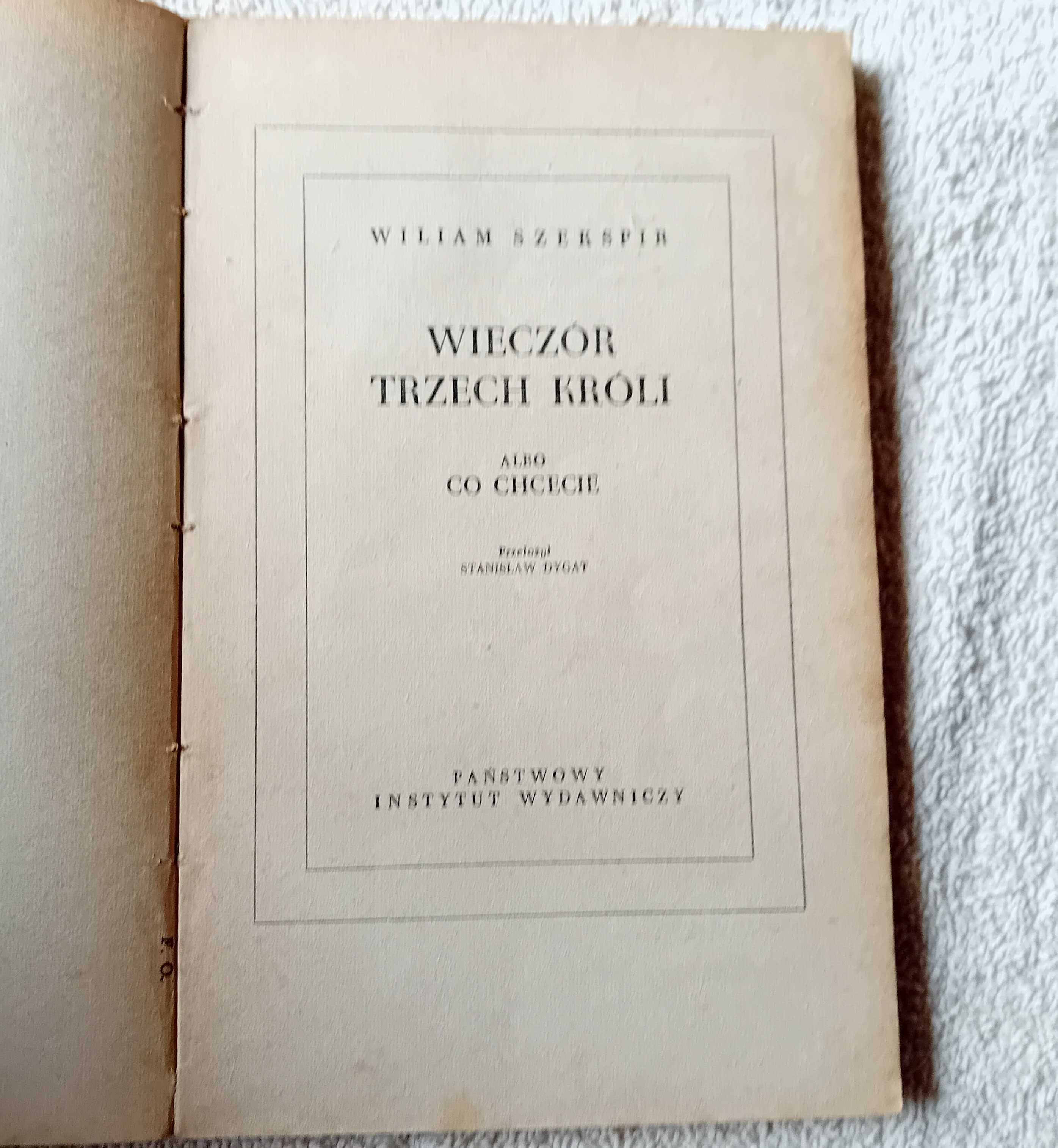 Wiliam Szekspir. Wieczór Trzech Króli. 1958 r. Wydanie II.